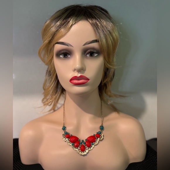 Bold Heidi Daus-Inspired Statement Necklace - Coral & Turquoise Tones - Picture 5 of 9